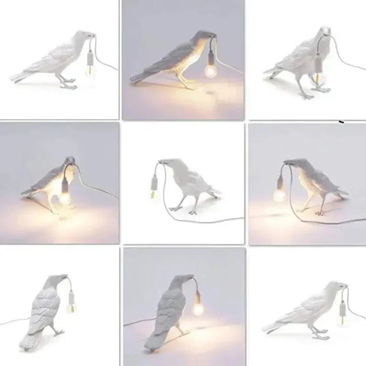 Gothic Raven Vintage Resin Lampe med E14 Stik og LED Pære