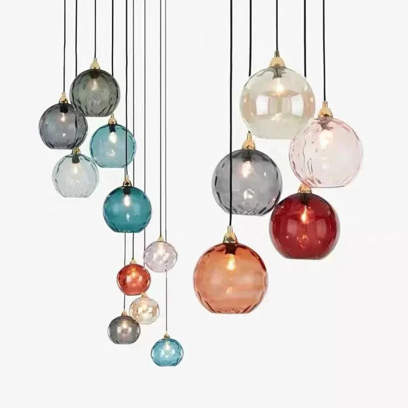 Transparent Glas Pendelampe med E27 LED Lyskilde