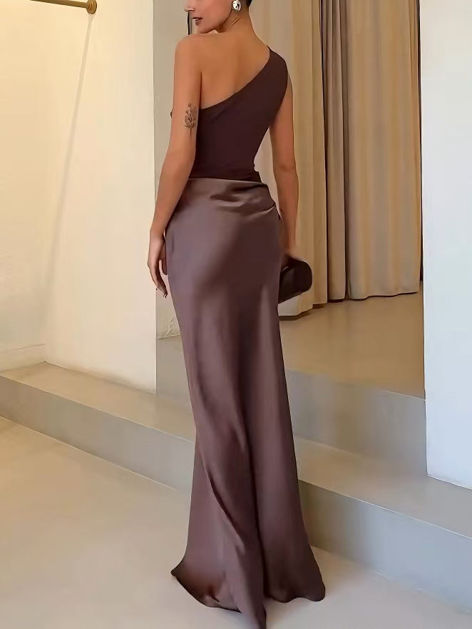Anita™ | Elegant En Skulder Hals Plisseret Fest Maxi Kjole