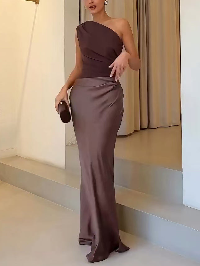 Anita™ | Elegant En Skulder Hals Plisseret Fest Maxi Kjole