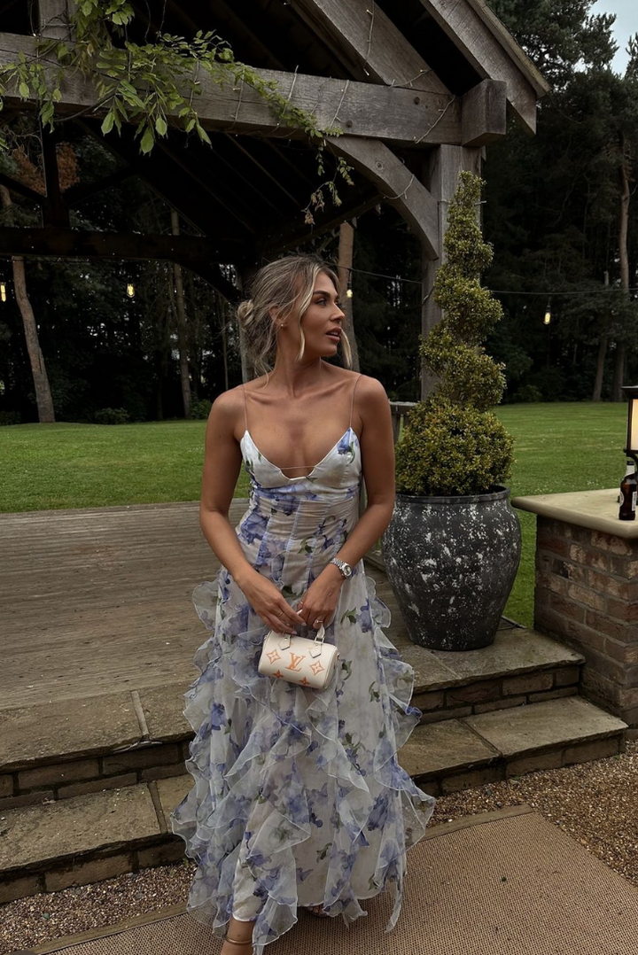 Eloise | Kvinders Maxi Kjole med Blonder og Blomster til Havebryllup