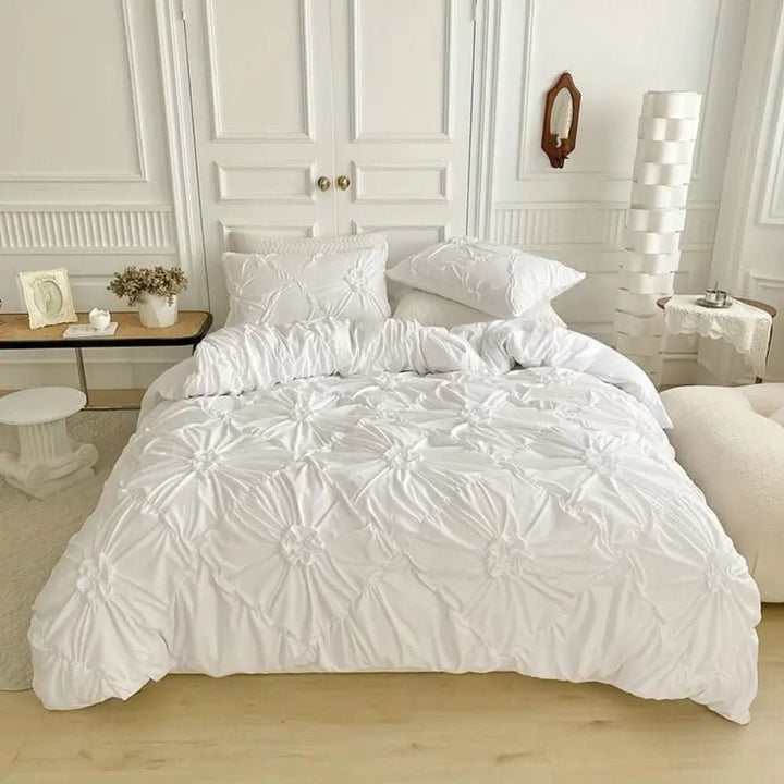 Elegant Ruffle Floral Microfiber Dynecover Sæt med Lynlås