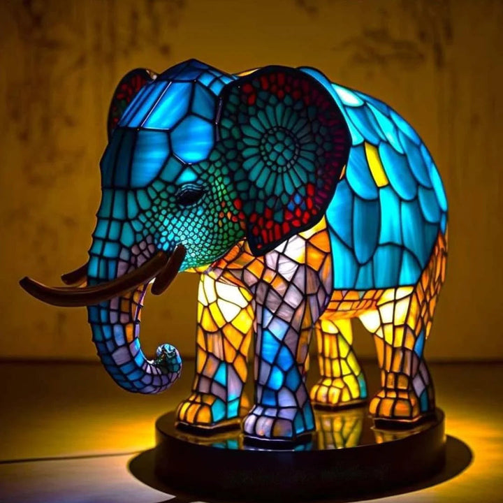 Dyreformet LED Bordlampe i Glasmaleri