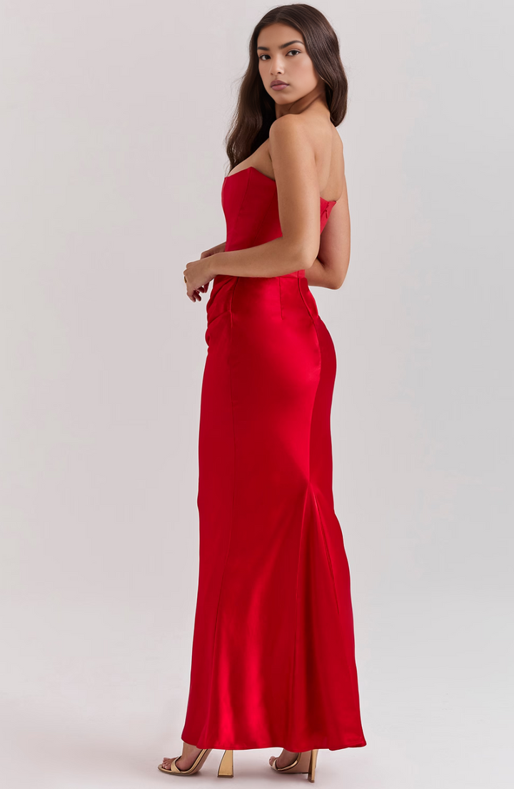 Camellia | Strapless Lace Evening Dress for Women - Perfect for Wedding Guests