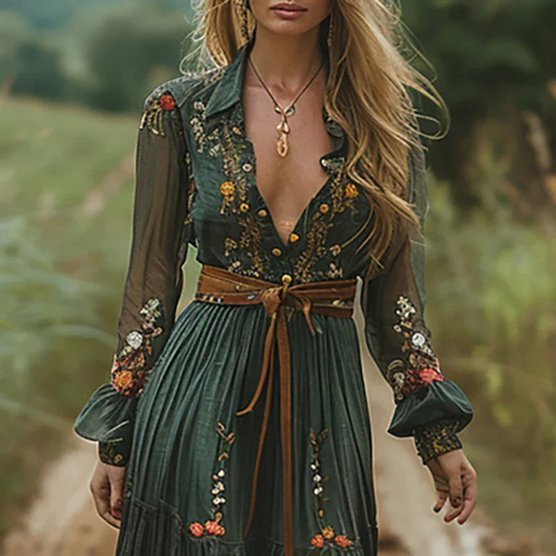 Selvara™ | Bohemian Floral Maxi Kjole
