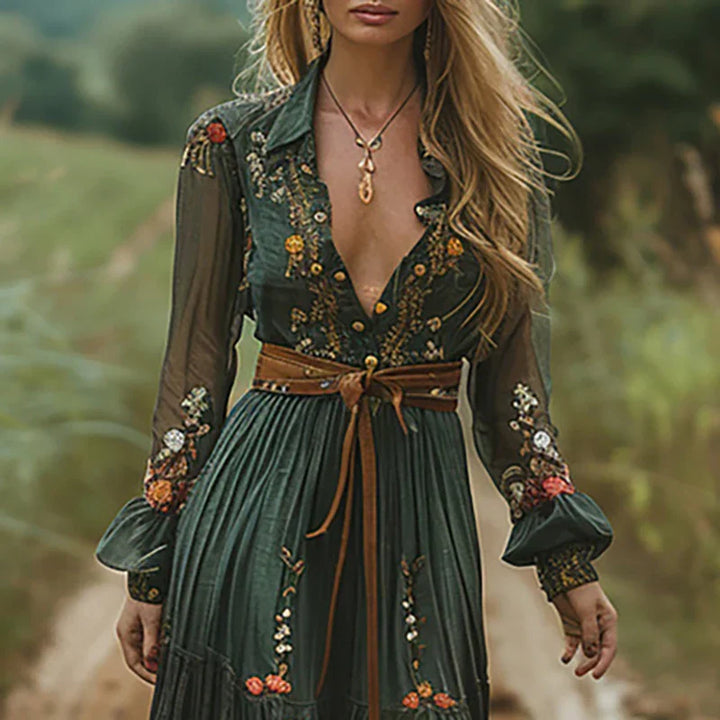 Selvara™ | Bohemian Floral Maxi Kjole