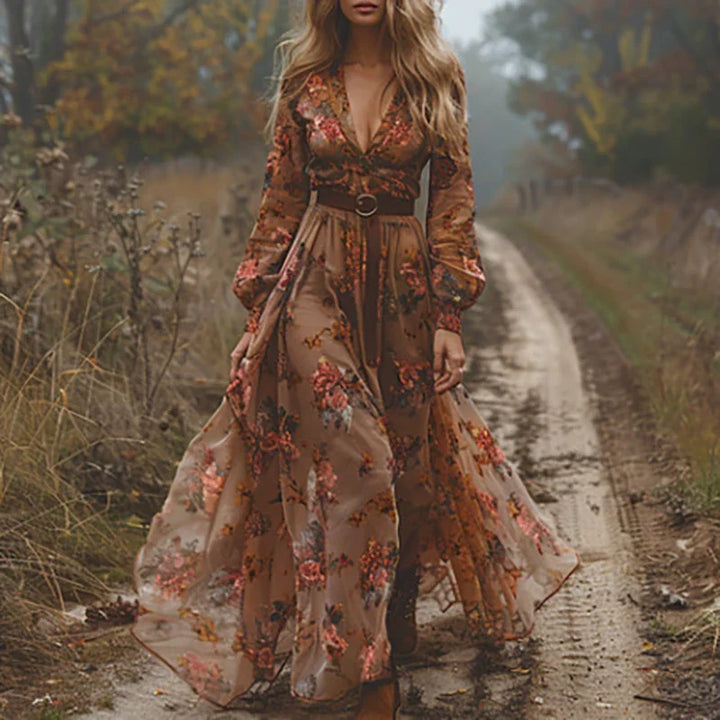 Selvara™ | Bohemian Floral Maxi Kjole