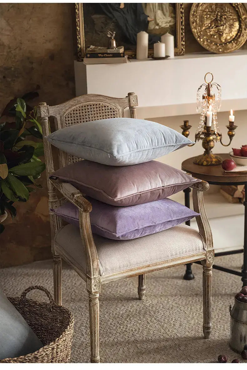 Elegant Velour Pude Cover med Skjult Lynlås og Flæsekant