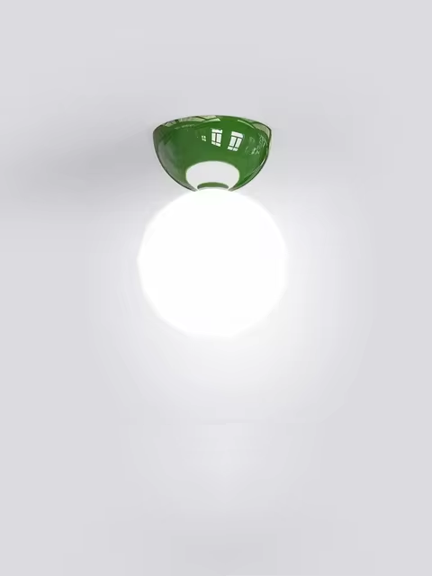 Rød Kuppel Loftlampe i Satin Glas