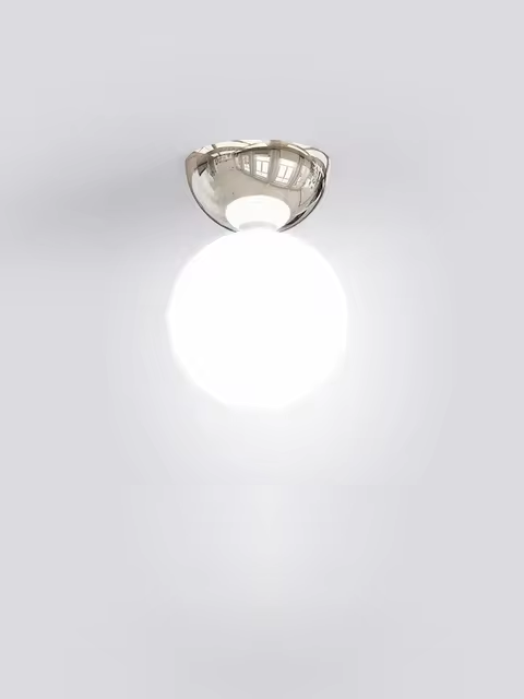 Rød Kuppel Loftlampe i Satin Glas