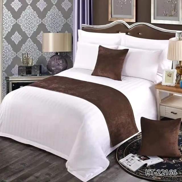 Elegant 3-delt Bed Runner Sæt med Pude Betræk til Queen og King Size