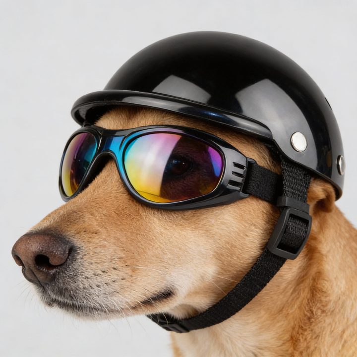 Hundemotorcykelhjelm med Goggles - Sikker og Stilfuld Beskyttelse