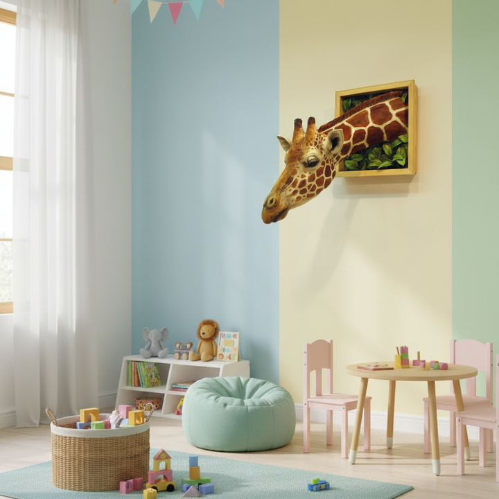 Realistisk 3D Giraffehoved Vægskulptur