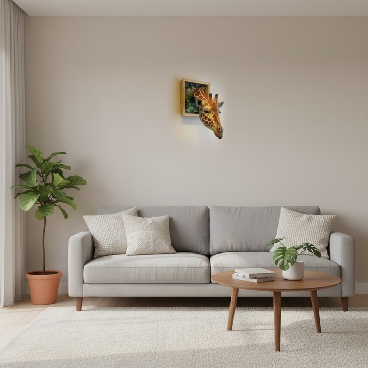 Realistisk 3D Giraffehoved Vægskulptur
