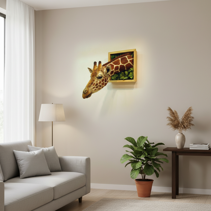 Realistisk 3D Giraffehoved Vægskulptur