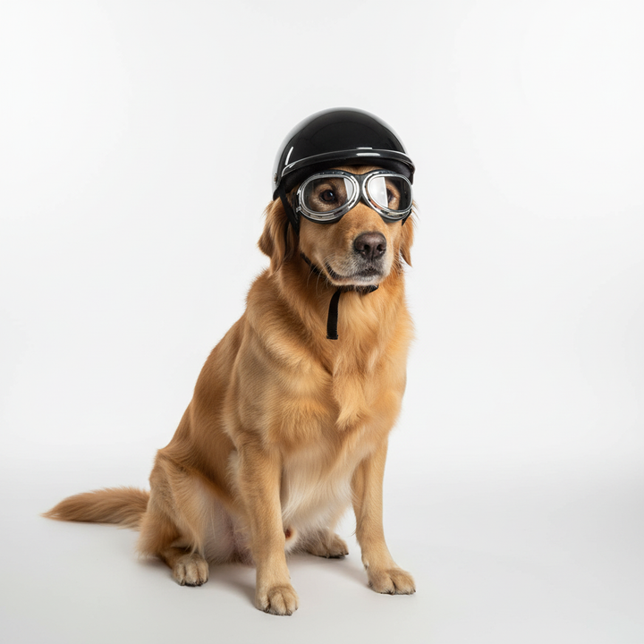 Hundemotorcykelhjelm med Goggles - Sikker og Stilfuld Beskyttelse
