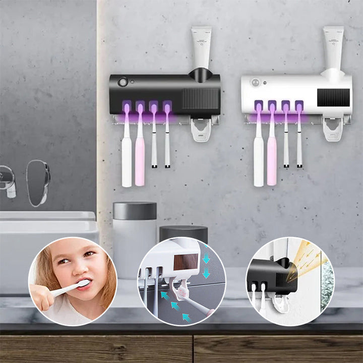 UV Steriliserende Tandbørsteholder med Vægmonteret Tandpastadispenser