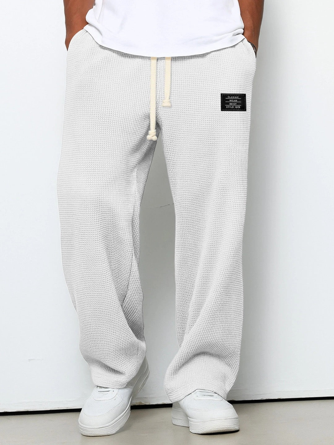 Freizeithose med Kordelzug og Struktur-Optik