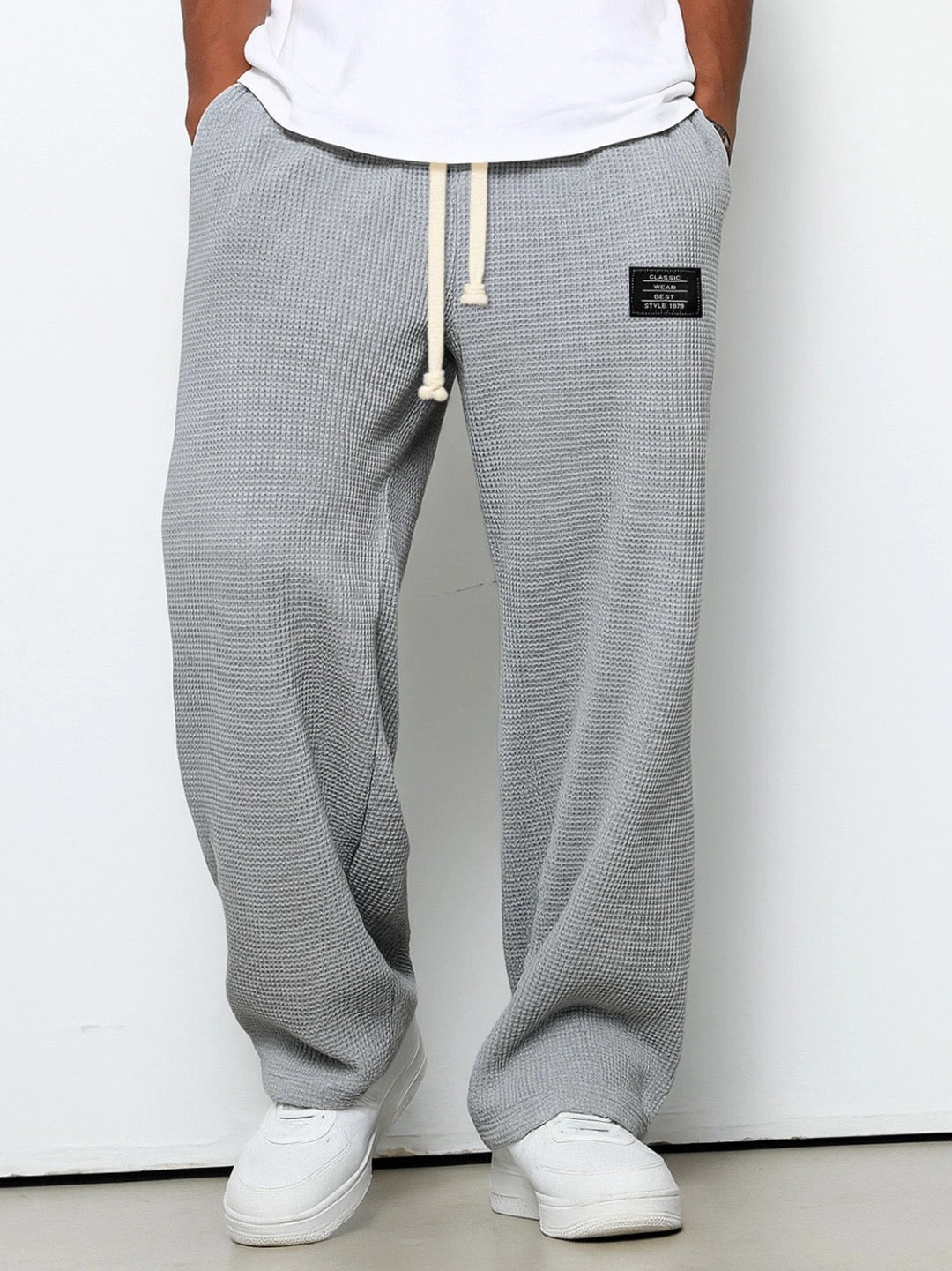 Freizeithose med Kordelzug og Struktur-Optik