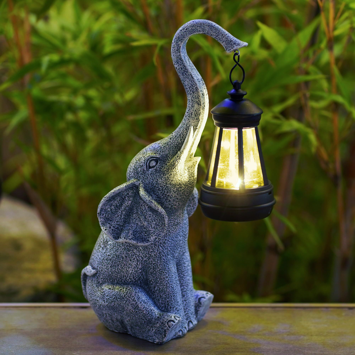 Solcelledrevet Elefant Bordlampe til Indendørs og Udendørs Brug