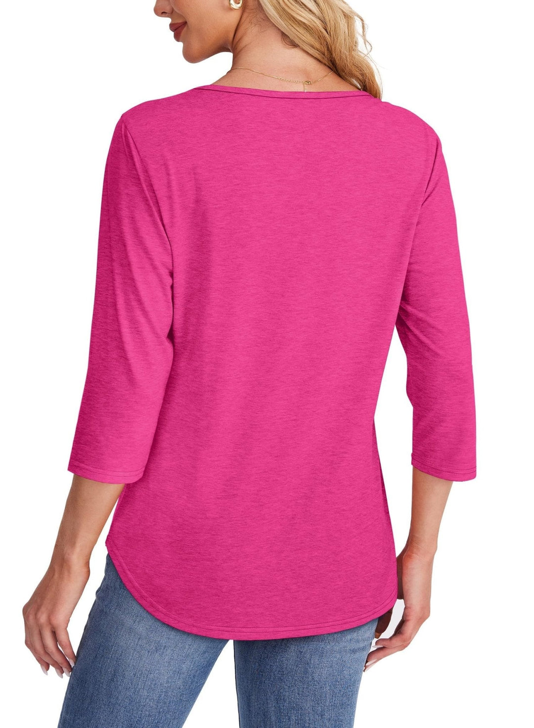 Lena | Kvinders Crew Neck 3/4 Ærme Plisseret Bryst Top