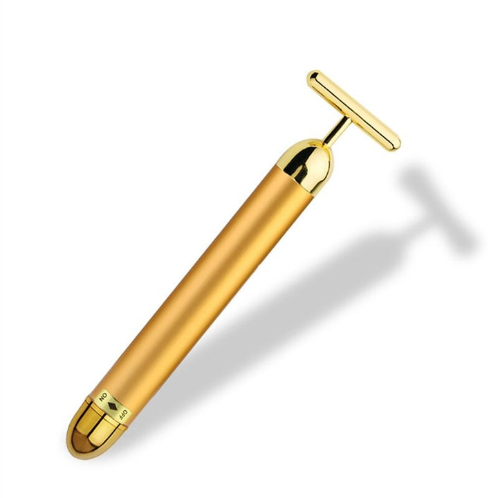 24K Guld T-Bar Ansigtsroller med Vibrationsterapi