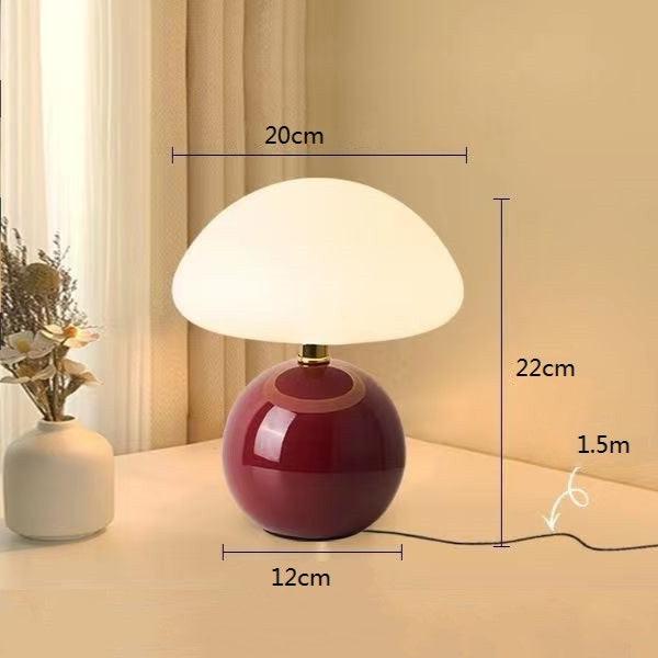 Fransk Creme Svampe Bordlampe med Justerbart LED Lys