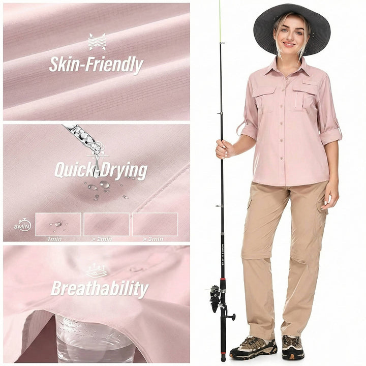 Trek | Kvinders UPF 50 Langærmet Vandreskjorte Rul-op Safari Skjorte