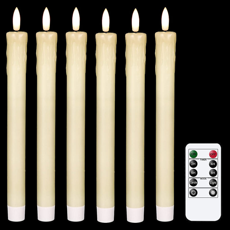 Flammefrie Stearinlys i Ægte Voks med Fjernbetjening og Timer
