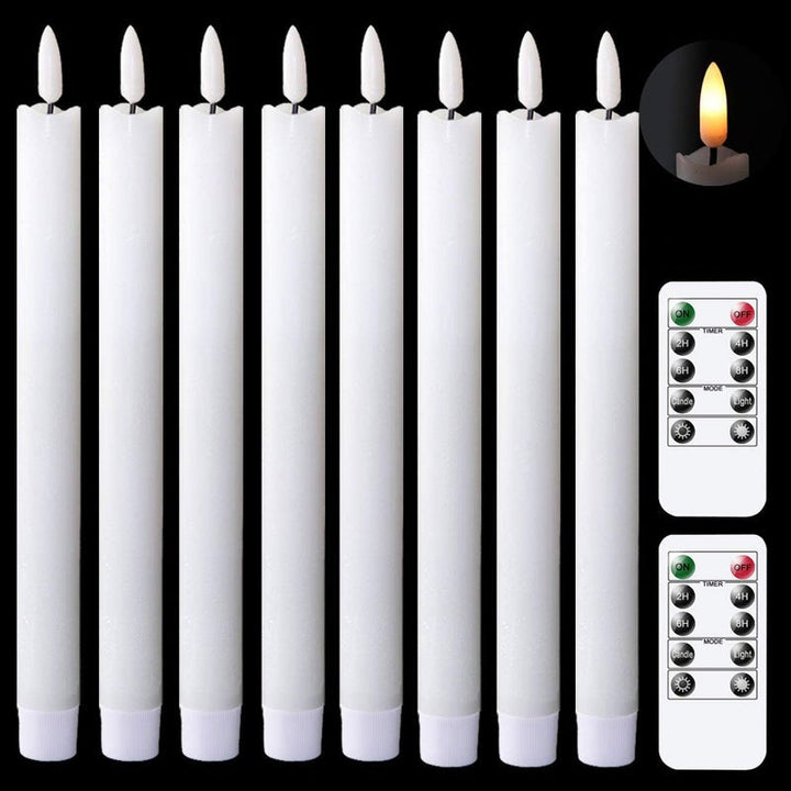 Flammefrie Stearinlys i Ægte Voks med Fjernbetjening og Timer