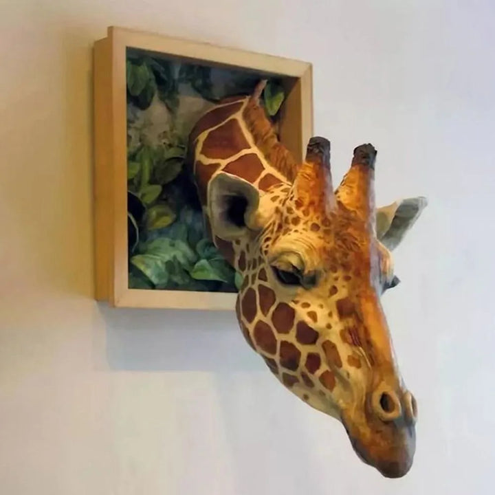 Realistisk 3D Giraffehoved Vægskulptur