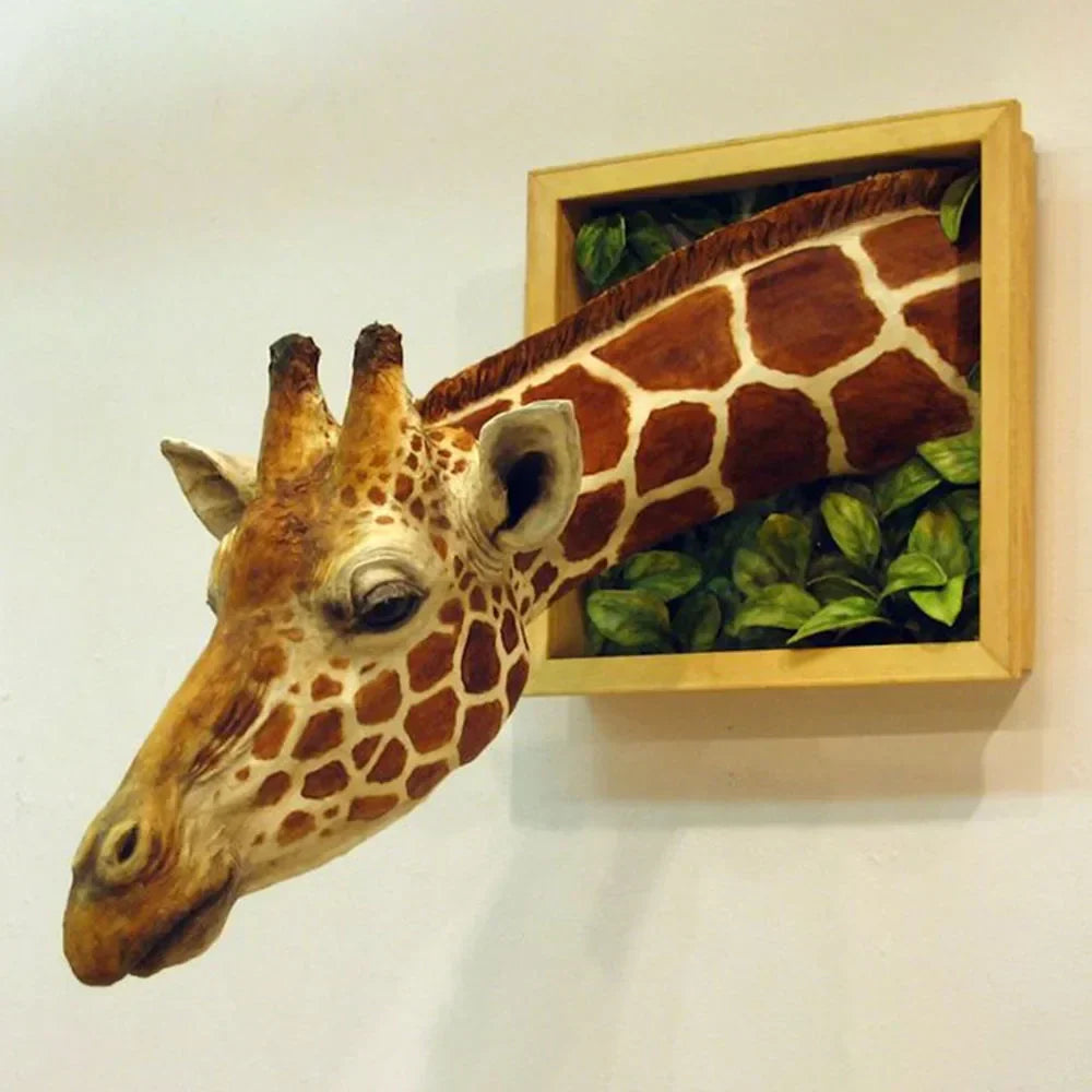 Realistisk 3D Giraffehoved Vægskulptur