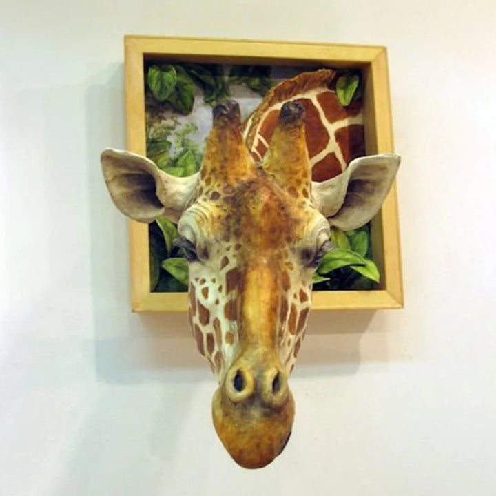 Realistisk 3D Giraffehoved Vægskulptur
