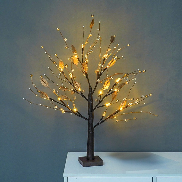 Rustik LED Bordlampe i Træ med Justerbare Grene