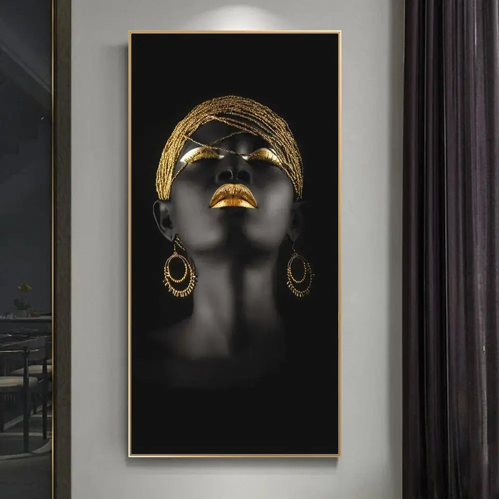 Elegant Golden Lady Canvas Kunst i Høj Opløsning