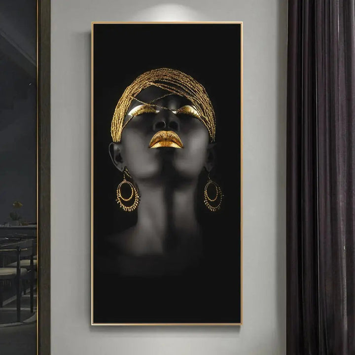 Elegant Golden Lady Canvas Kunst i Høj Opløsning