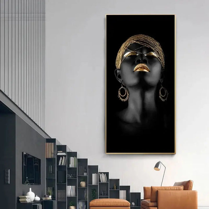 Elegant Golden Lady Canvas Kunst i Høj Opløsning