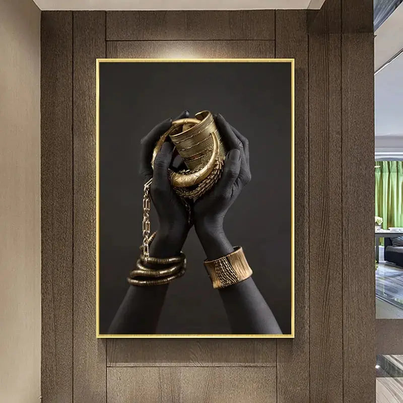 Elegant Golden Lady Canvas Kunst i Høj Opløsning