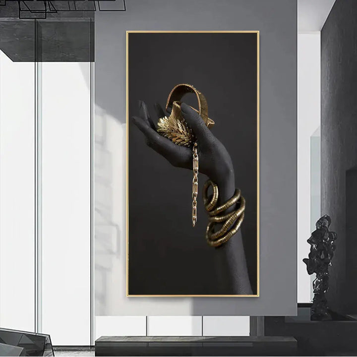 Elegant Golden Lady Canvas Kunst i Høj Opløsning