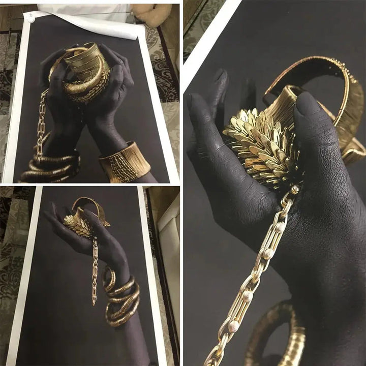 Elegant Golden Lady Canvas Kunst i Høj Opløsning