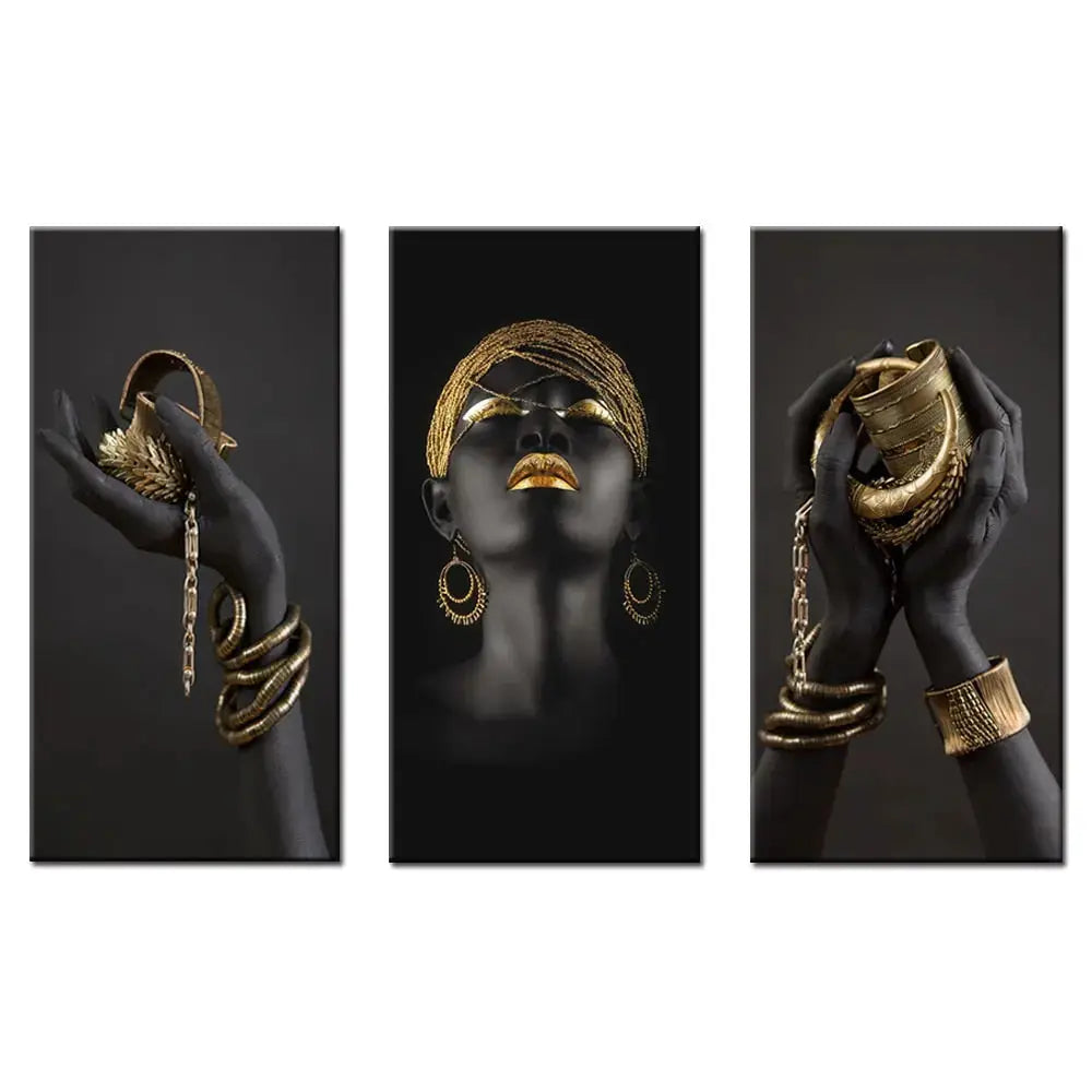 Elegant Golden Lady Canvas Kunst i Høj Opløsning