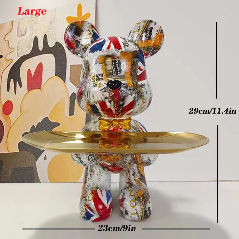 Graffiti Bjørn Nøgleholder i Håndmalet Resin