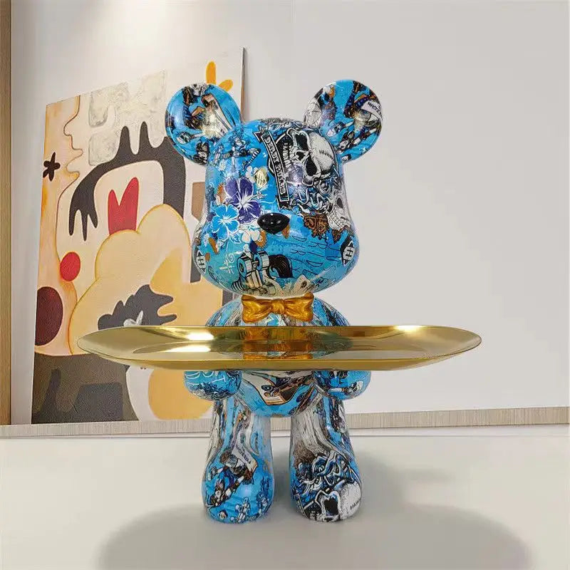 Graffiti Bjørn Nøgleholder i Håndmalet Resin