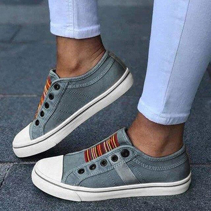 Lara | Damernes Trendy Stribede Canvas-Sneakers