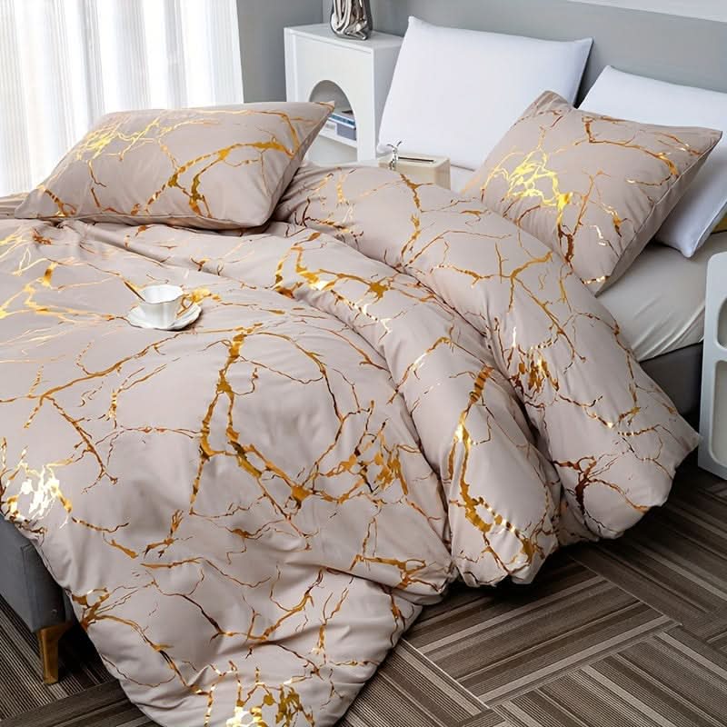 Marmor Duvet Cover Sæt i Blødt Åndbart Stof