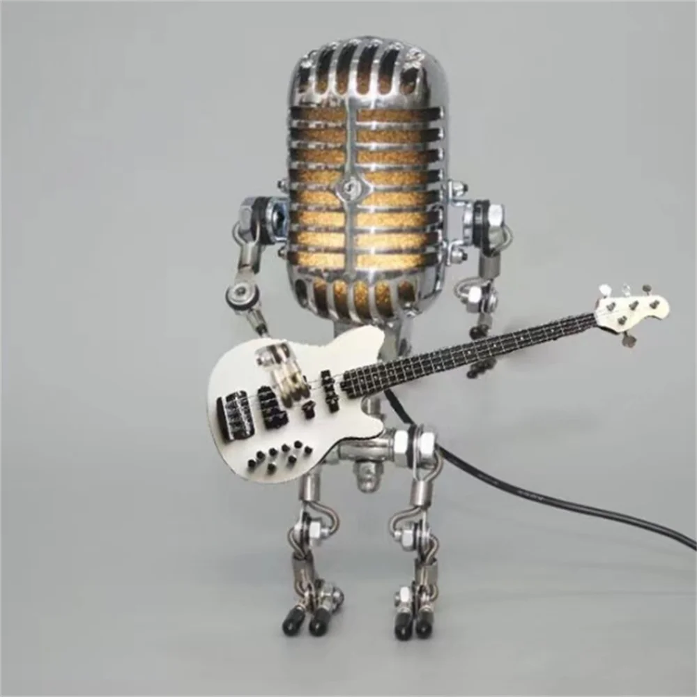 Robot Bordlampe med Justerbar Lysstyrke og Guitar Design
