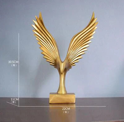 Elegant Ørneskulptur i Guld og Sort Harpiks