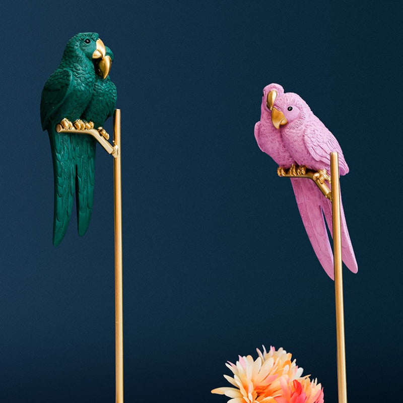 Dekorativ Lovebird Skulptur i Metal og Harpiks