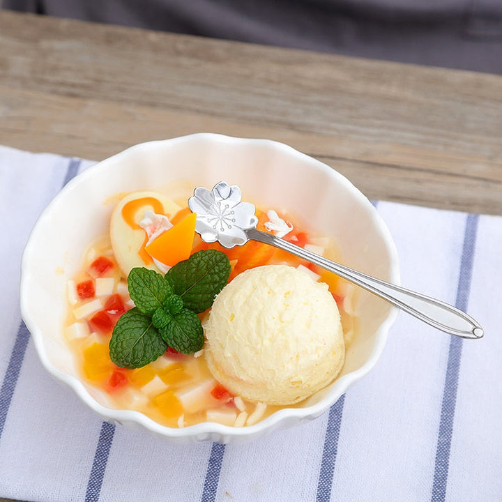 Teaspoons i Rustfrit Stål med Blomstermotiv - 8 Stykker