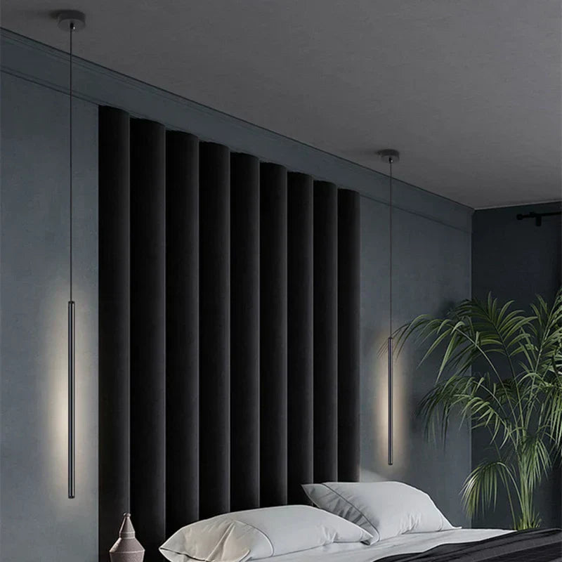 Minimalistisk Sort LED Pendellampe med 16W Indbygget Lys